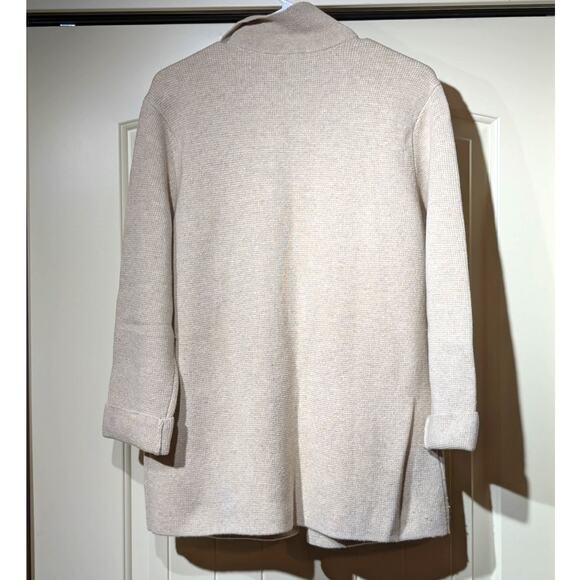Talbot's Oatmeal Wool Blend Pocket Open Front Sweater Blazer Womens Sz S - Picture 7 of 8